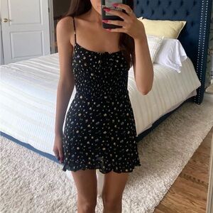Reformation Fraise Mini Dress with Black Yellow Floral size 4 Small
